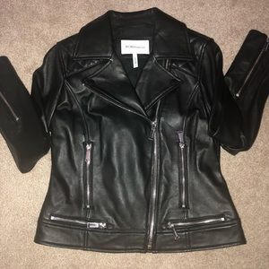 BCBG Black leather biker jacket
